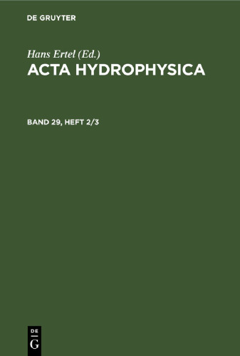 Acta Hydrophysica: Band 29, Heft 2/3