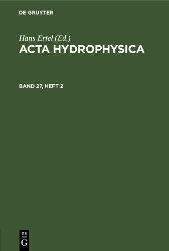 Acta Hydrophysica: Band 27, Heft 2