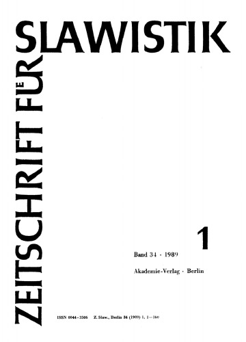 Zeitschrift für Slawistik: Band 34, Heft 1