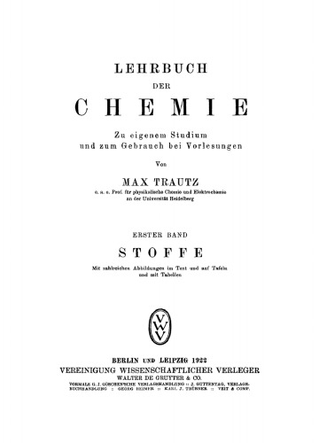 Lehrbuch der Chemie: Band 1 Stoffe