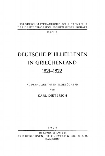 Deutsche Philhellenen in Griechenland 1821–1822