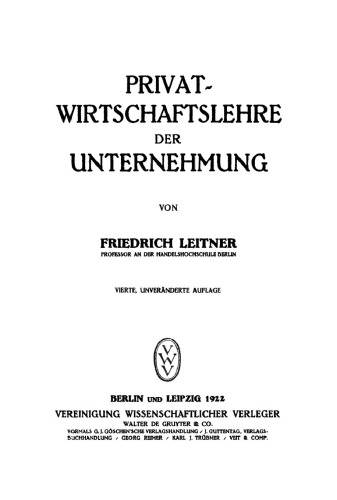 Privatwirtschaftslehre der Unternehmung