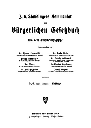 J. v. Staudingers Kommentar zum Bürgerlichen Gesetzbuch: Band 4, Teil 1 Familienrecht, Teil 1: §§ 1297–1538
