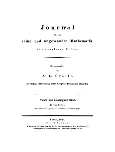 Journal für die reine und angewandte Mathematik: Band 27