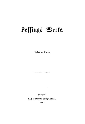 Lessings Werke: Band 7