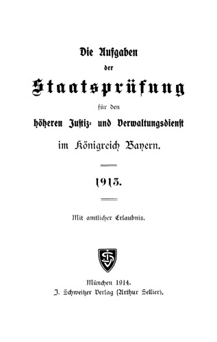 Die Staatskonkurs-Aufgaben im Jahre ...: 1913
