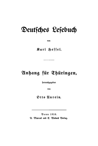 Deutsches Lesebuch. Anhang für Thüringen
