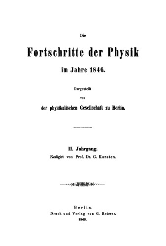 Die Fortschritte der Physik im Jahre ...: 1846, Jahrgang 2