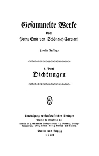 Gesammelte Werke: Band 1