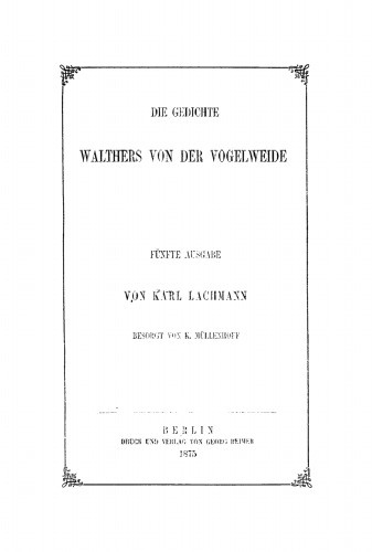 Die Gedichte Walthers von der Vogelweide