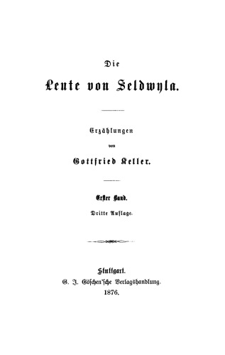 Die Leute von Seldwyla: Band 1