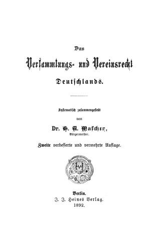 Das Versammlungs- und Vereinsrecht Deutschlands