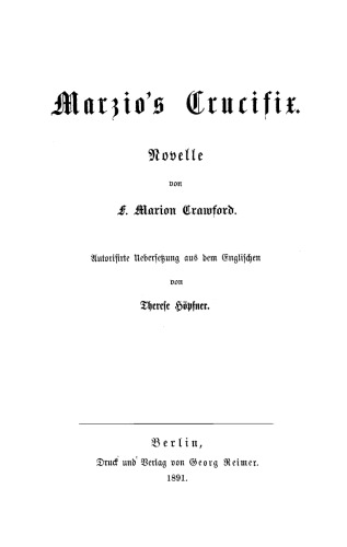Marzio's Crucifix: Novelle