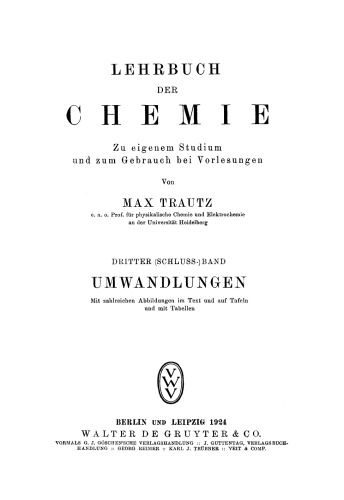 Lehrbuch der Chemie: Band 3 Unwandlungen