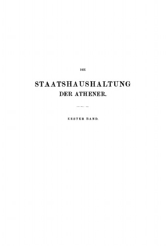 Die Staatshaushaltung der Athener: Band 1