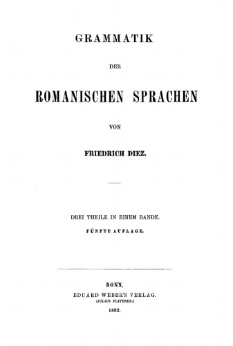 Grammatik der Romanischen Sprachen