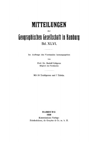 Das Geographische Seminar des Kolonial-Instituts und der Hansischen Universität 1908–1935