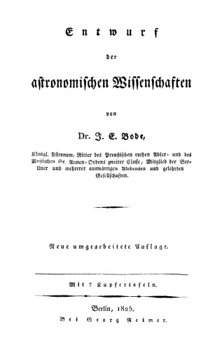 Entwurf der astronomischen Wissenschaften