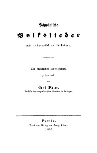 Schwäbische Volkslieder mit ausgewählten Melodien