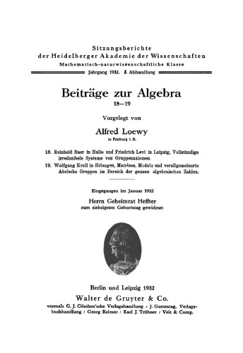 Beiträge zur Algebra 18–19