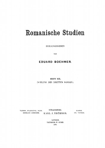 Romanische Studien: Heft 12 (Schluss des dritten Bandes.)