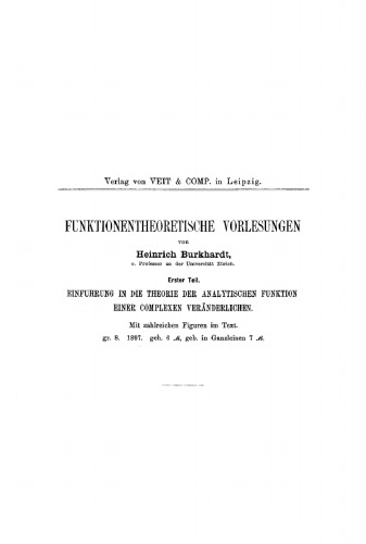 Funktionentheoretische Vorlesungen: Teil 2 Elliptische Funktionen
