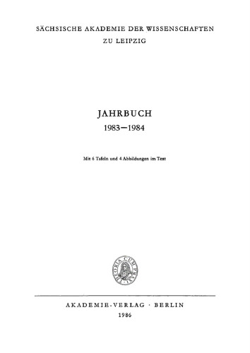 Sächsische Akademie der Wissenschaften zu Leipzig/ Jahrbuch: 1983–1984