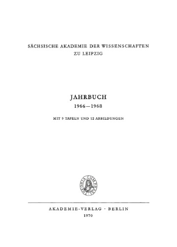 Sächsische Akademie der Wissenschaften zu Leipzig/ Jahrbuch: 1966-1968