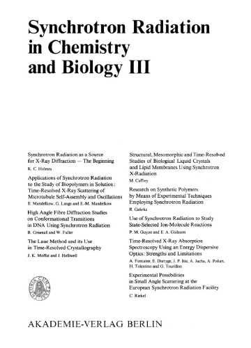 Synchrotron Radiation in Chemistry and Biology III