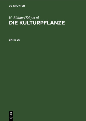 Die Kulturpflanze: Band 26
