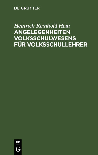 Angelegenheiten Volksschulwesens für Volksschullehrer