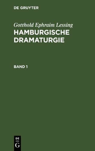Hamburgische Dramaturgie: Band 1