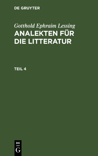 Analekten für die Litteratur: Teil 4