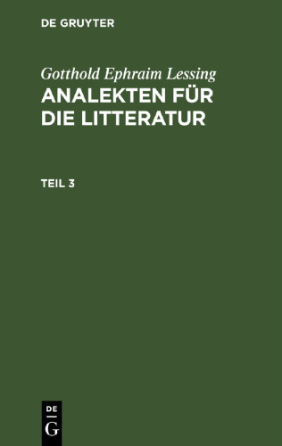 Analekten für die Litteratur: Teil 3