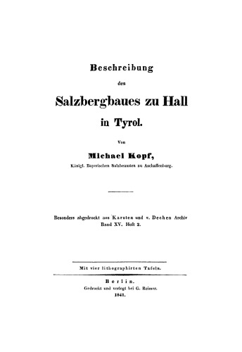 Beschreibung des Salzberghaues zu Hall in Tyrol