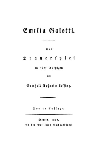 Emilia Galotti: Ein Trauerspiel in fünf Aufzügen