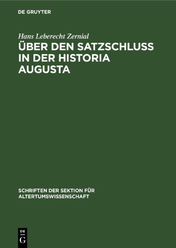 Über den Satzschluss in der Historia Augusta