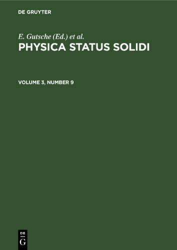 Physica status solidi: Volume 3, Number 9