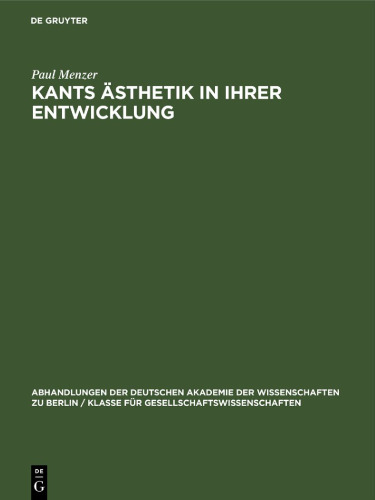 Kants Ästhetik in ihrer Entwicklung