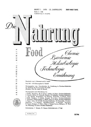 Die Nahrung: Jahrgang 22, Heft 1