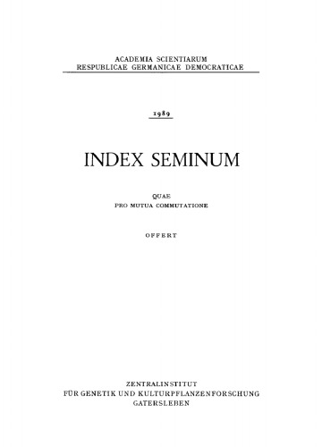 Index Seminum: 1989