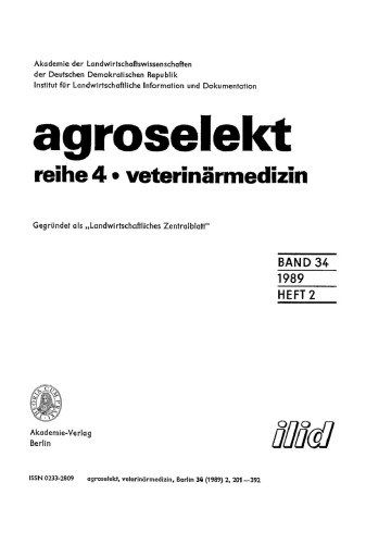 Agroselekt. Reihe 4: Veterinärmedizin: Band 34, Heft 2