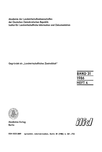 Agroselekt. Reihe 4: Veterinärmedizin: Band 31, Heft 4