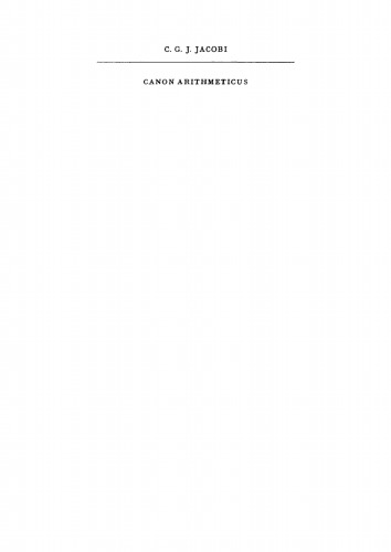 Canon Arithmeticus: [Tabellenwerk]
