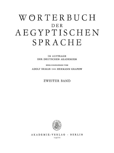 Wörterbuch der aegyptischen Sprache: Band 2