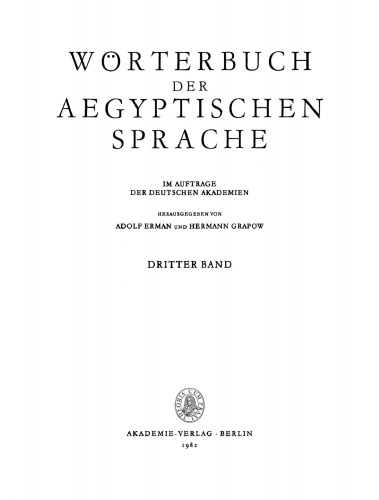Wörterbuch der aegyptischen Sprache: Band 3