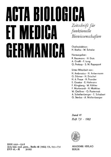 Acta Biologica et Medica Germanica: Band 41, Heft 7/8