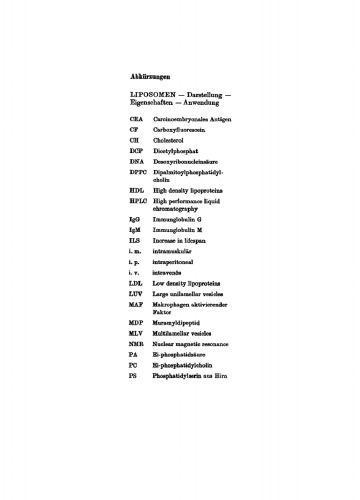 Liposomen: Darstellung, Eigenschaften, Anwendung