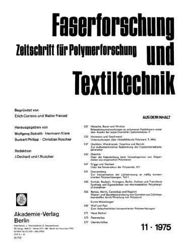 Faserforschung und Textiltechnik: Band 26, Heft 11