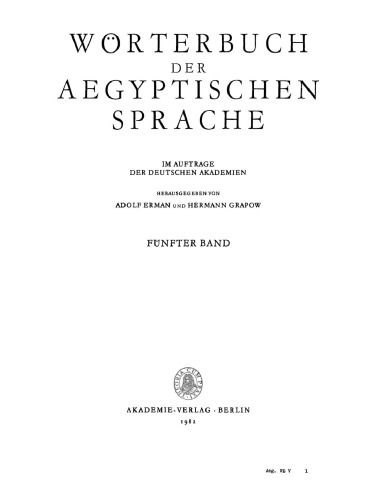 Wörterbuch der aegyptischen Sprache: Band 5